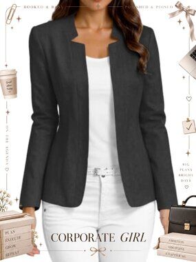 Women's Fitted Lightweight Blazer Long Sleeve Business Casual Work Jacket